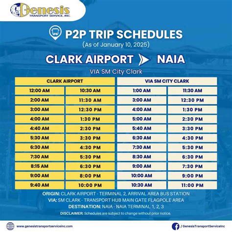 Dagupan to Clark Airport P2P Bus Schedule .